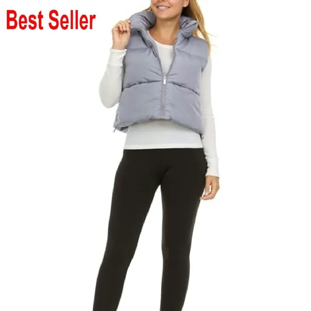 Cropped Puffer Vest Sleeveless Outerwear Modern Chic Winter Layering Piece